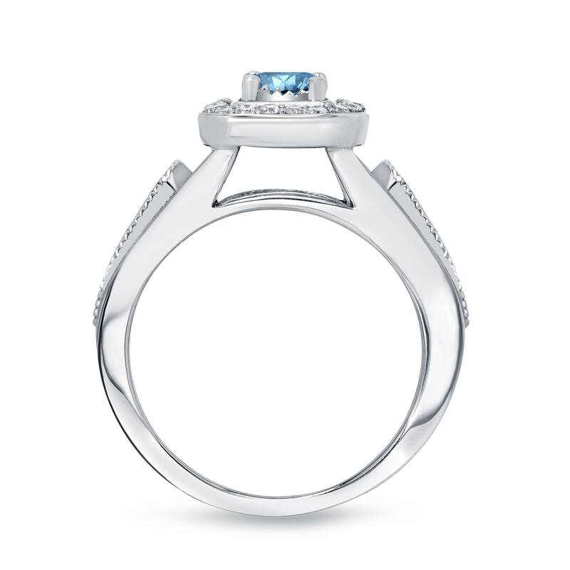 Auriya 3/4ctw Round Blue Halo Diamond Engagement Ring Set 14k Gold