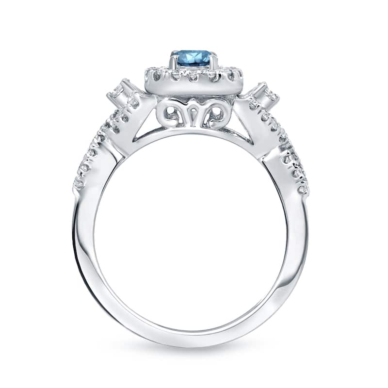 Auriya 3/4ctw Infinity Inspired Blue Halo Diamond Engagement Ring Set 14k Gold