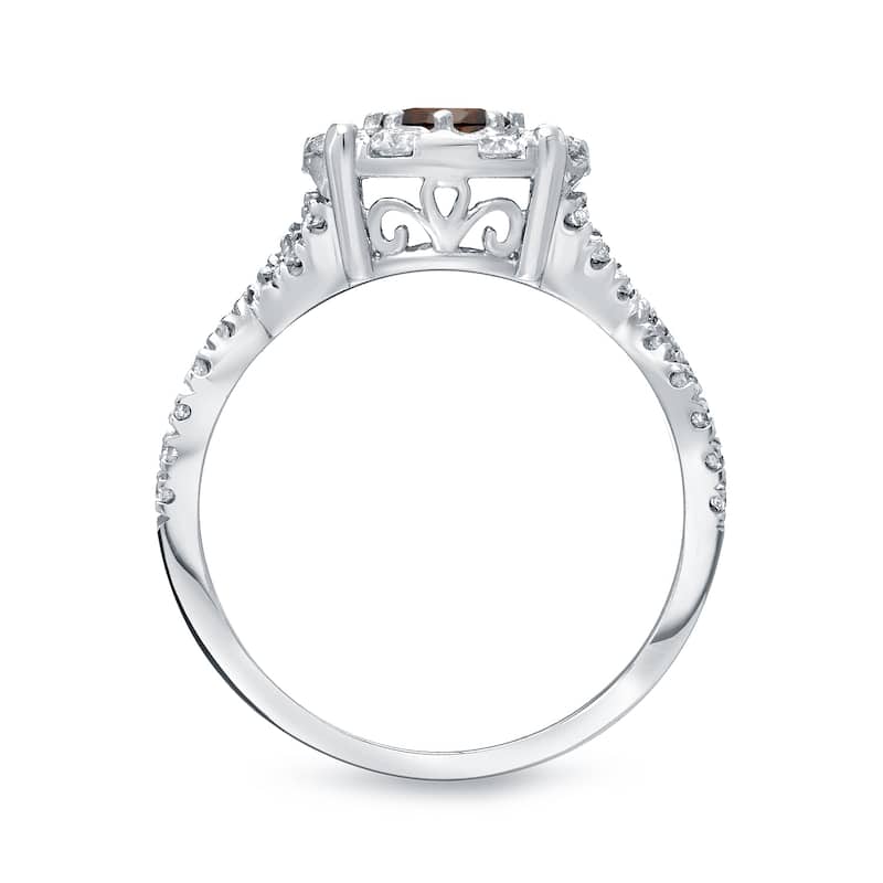14k Gold 1 1/5ct TDW Infinity Inspired Brown Diamond Halo Engagement Ring Set by Auriya