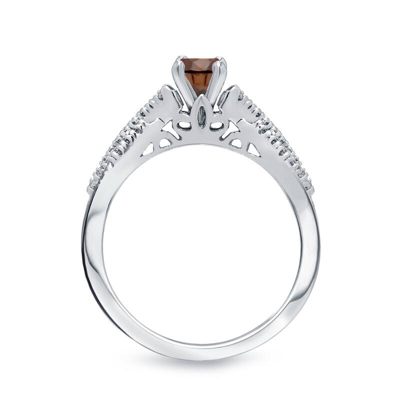 14k Gold 1/2ct TDW Braided Infinity Inspired Brown Diamond Halo Engagement Ring Set by Auriya