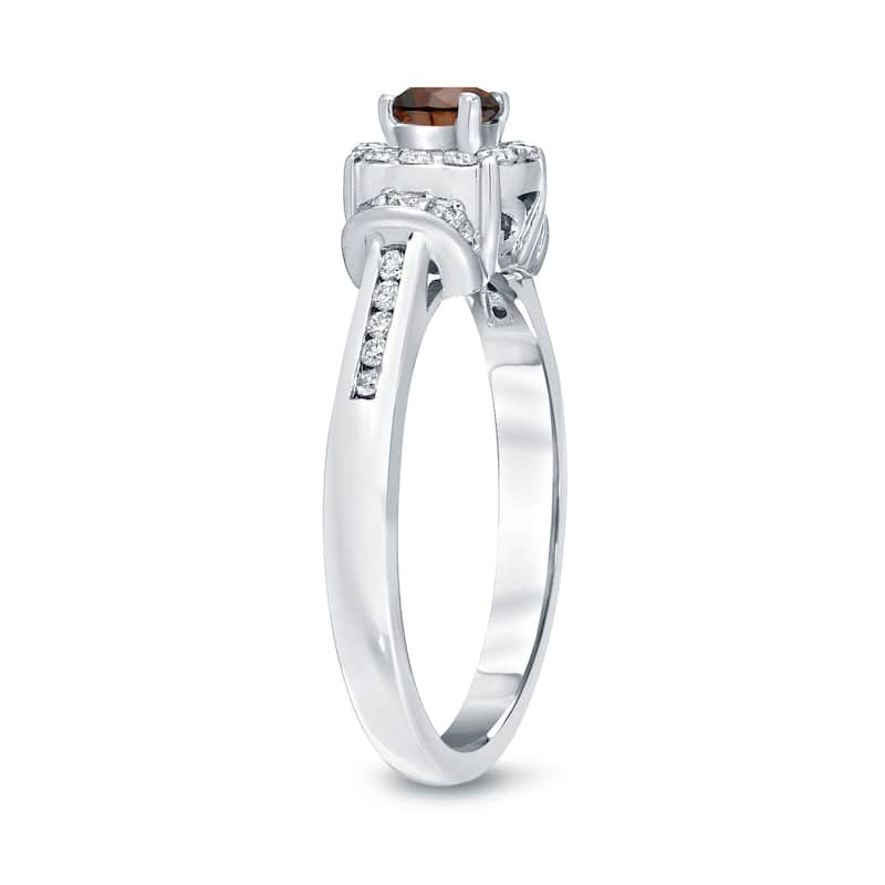Auriya 1/2ct TDW Round Brown Diamond Halo Engagement Ring 14k Gold