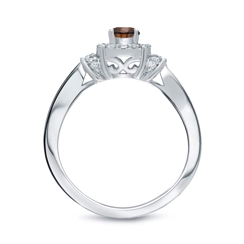 Auriya 1/2ct TDW Round Brown Diamond Halo Engagement Ring 14k Gold