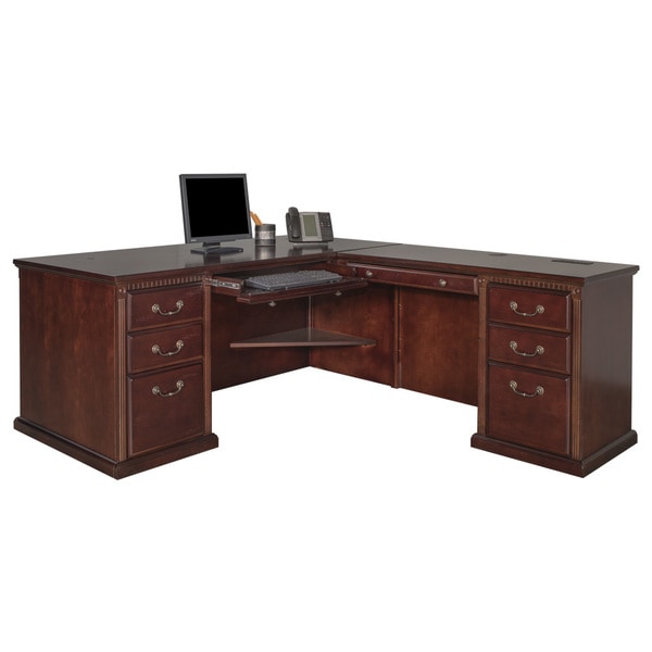 Shop Havington Court Brown Wood Right L-shaped Desk - Free Shipping ...