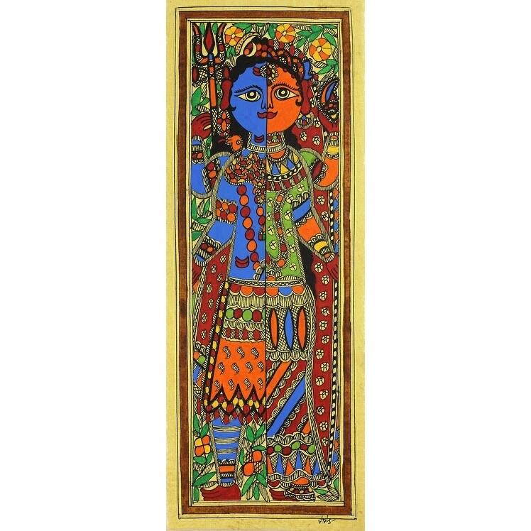 Handmade Ardhnareshwar Madhubani Painting (India)