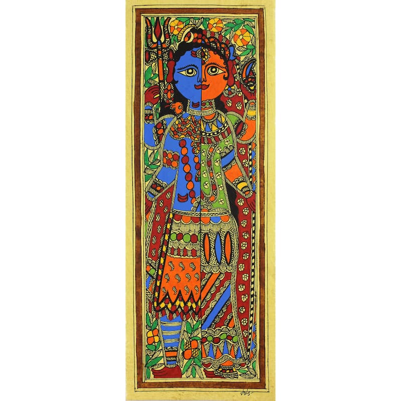 Handmade Ardhnareshwar Madhubani Painting (India)