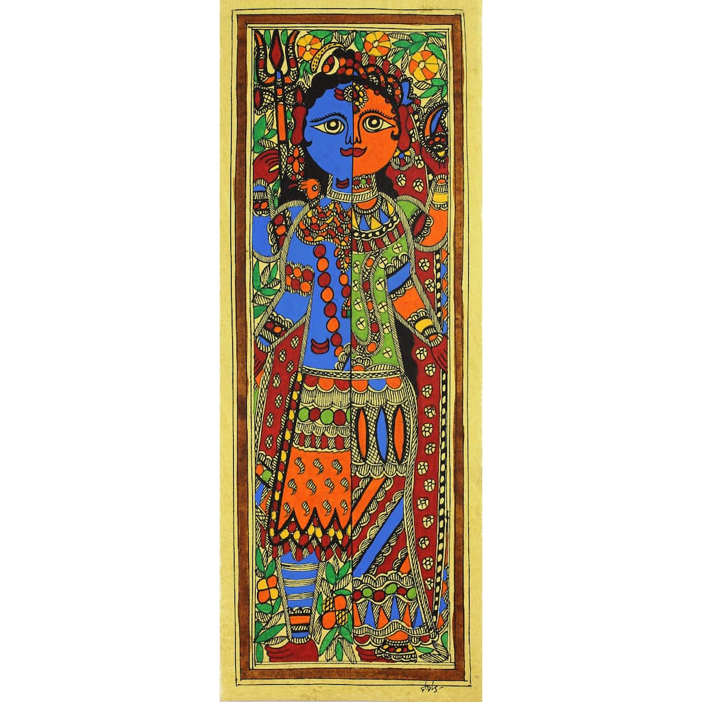 Handmade Ardhnareshwar Madhubani Painting (India)