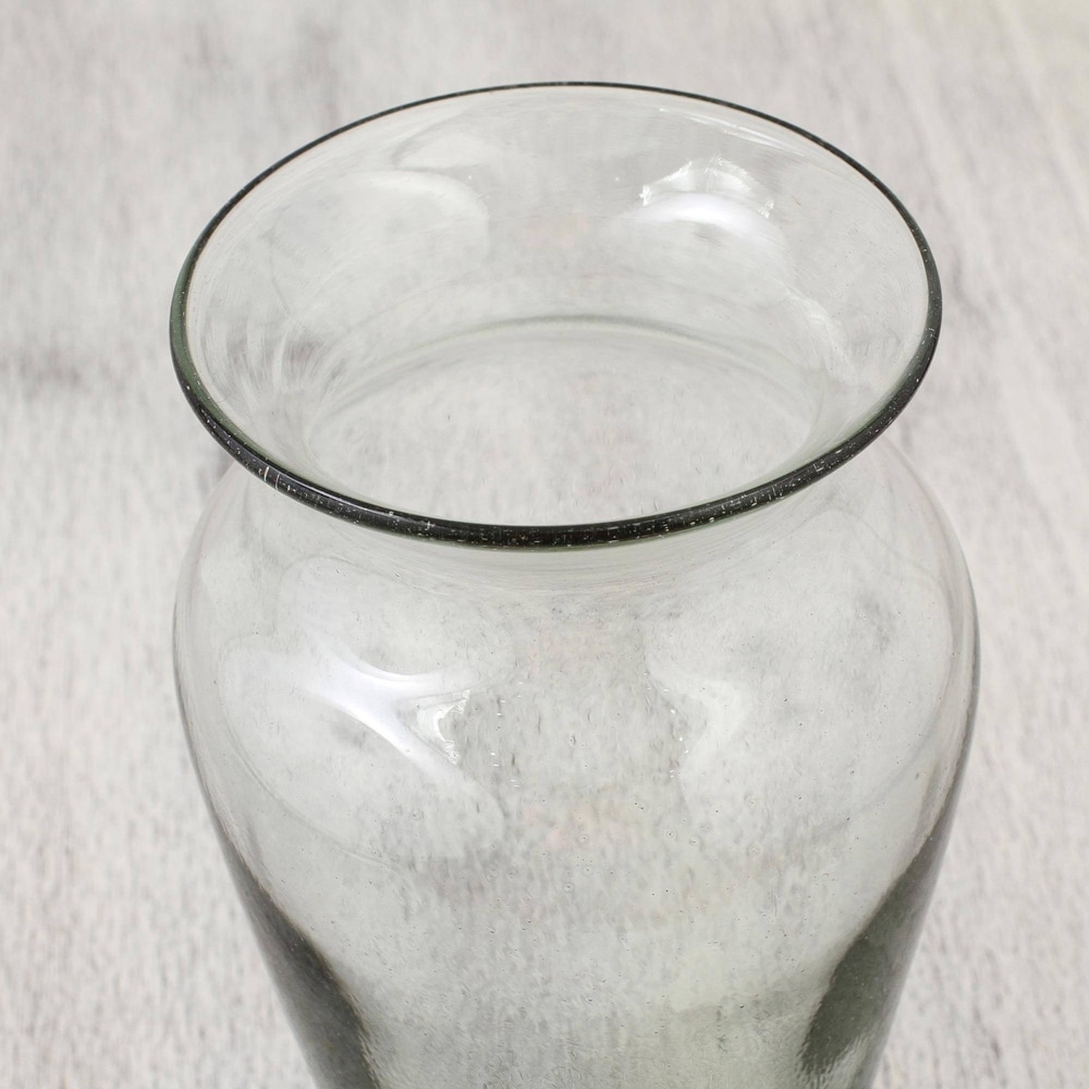 Set of 6 Blown Recycled White Highball Glasses from Mexico - Whirling White