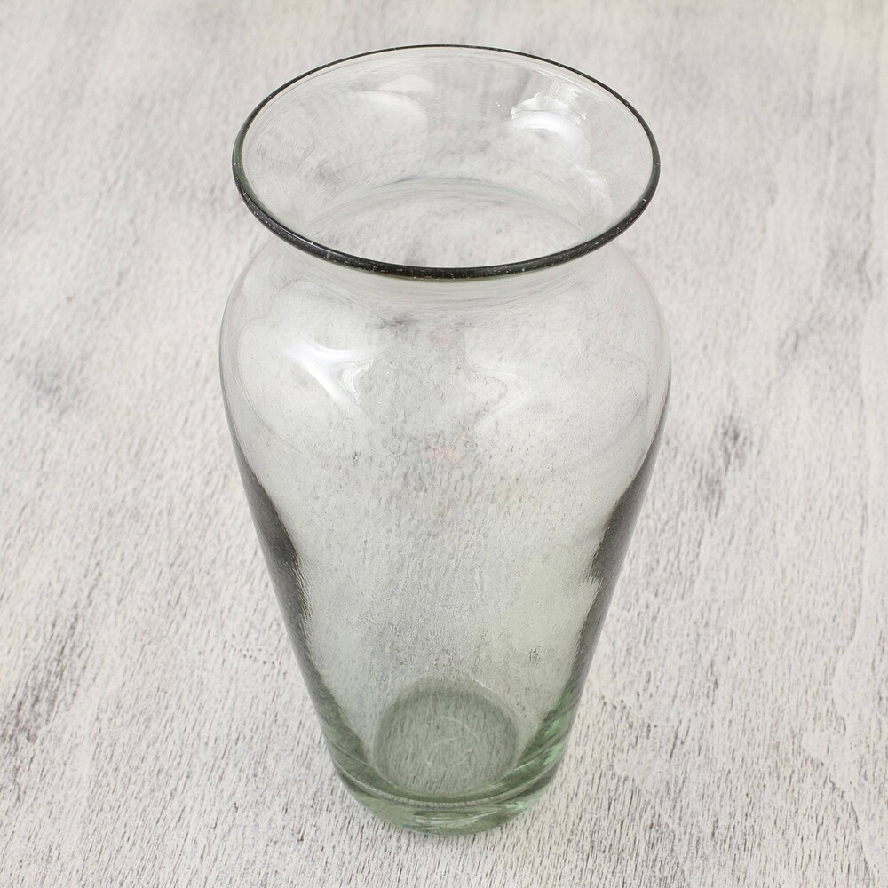 Set of 6 Blown Recycled White Highball Glasses from Mexico - Whirling White