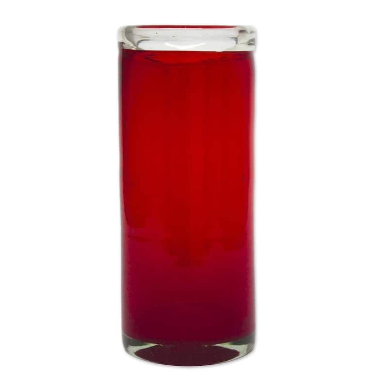 NOVICA Artisan Handblown Highball Glasses Red Mexican Barware Recycled Cocktail Tumbler Drinkware'Ruby'(Set of 6)
