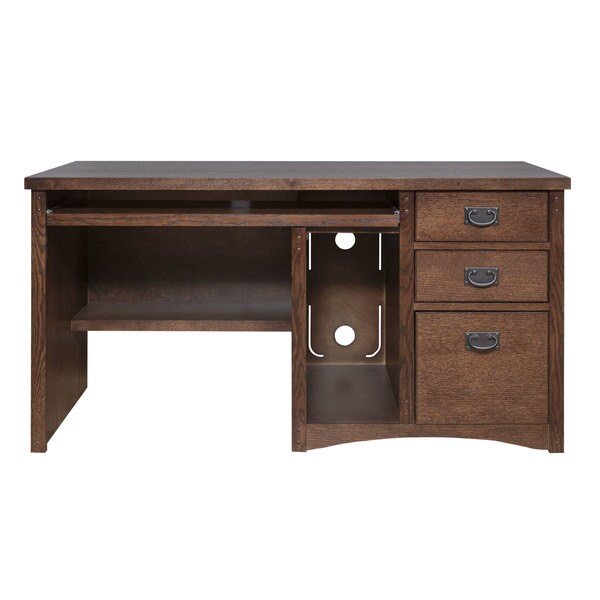 Shop Mission Park Brown Wood Single-pedestal Computer Desk ...