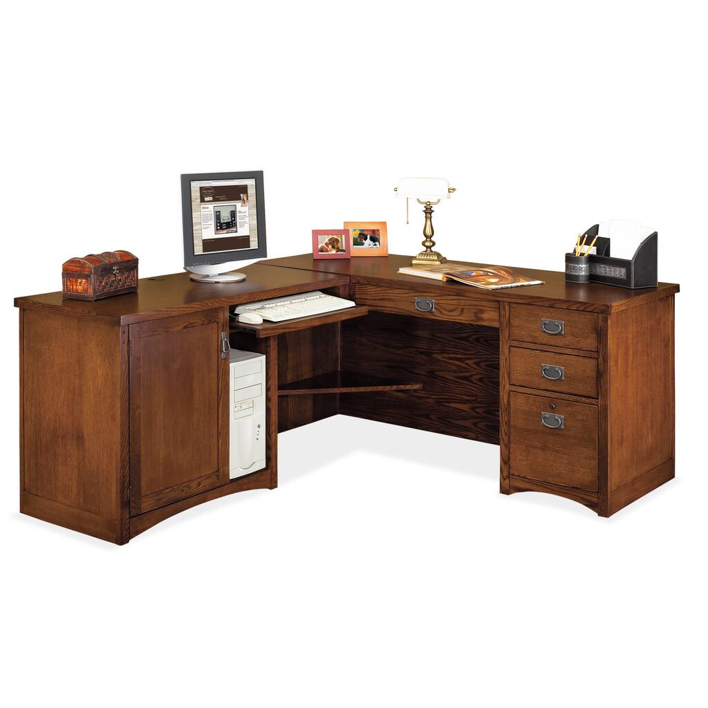 Mission Park Brown Wood Left L-shaped Desk