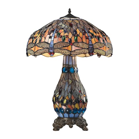 Dimond Lighting Dragonfly Tiffany Glass 26-inch Table Lamp
