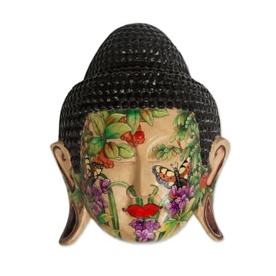 Handmade Morning Glory Wood Mask (Indonesia) - multi