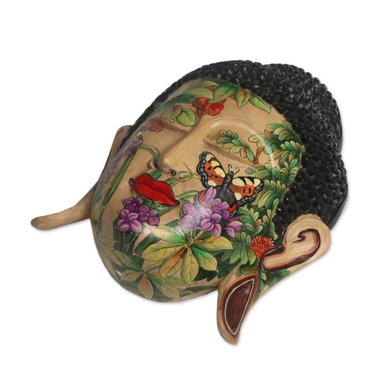 Handmade Morning Glory Wood Mask (Indonesia) - multi
