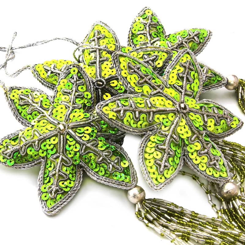 Handmade Holiday Message Beaded Ornaments, Set of 4 (India)