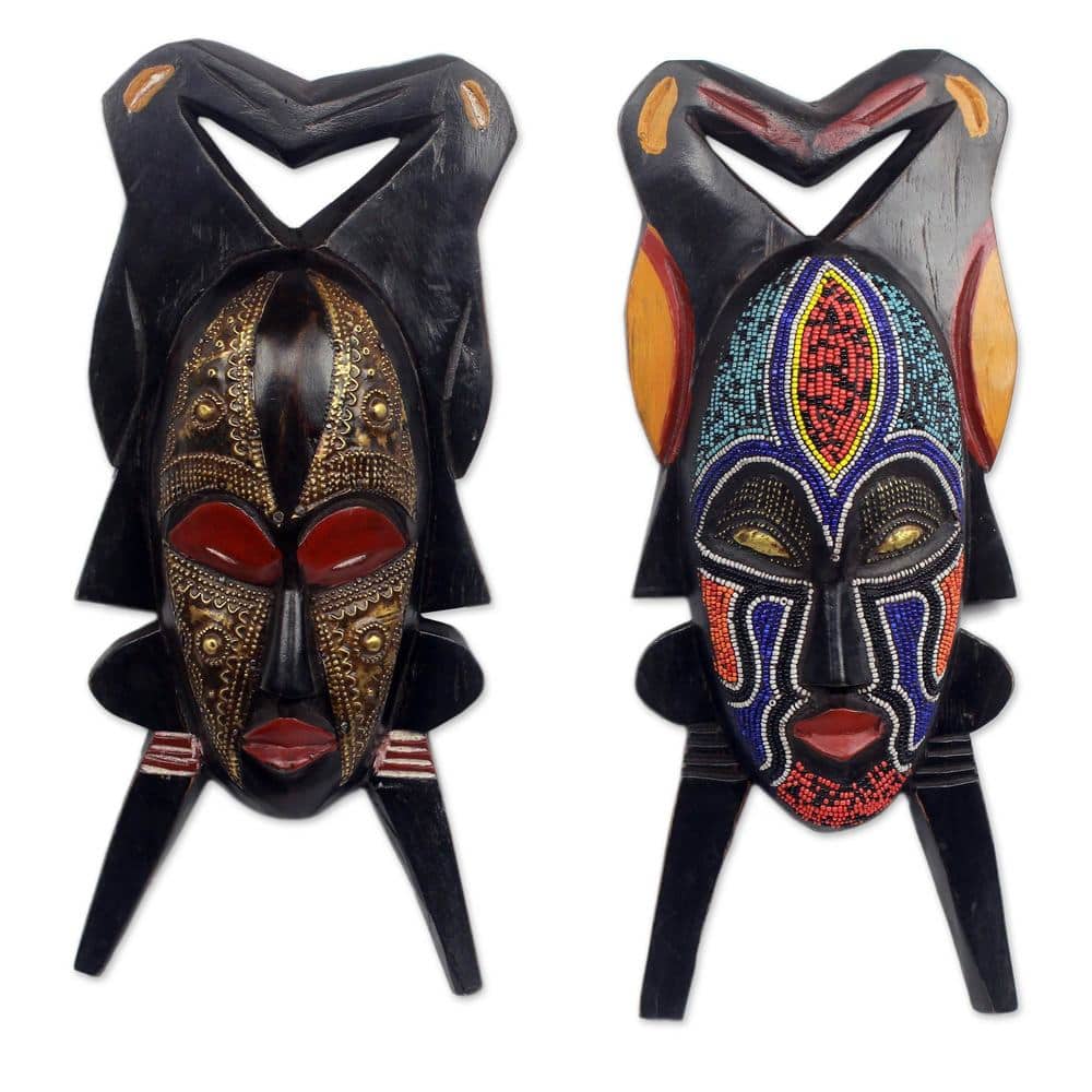 Handmade God's Gift of Twins Masks, Set of 2 (Ghana)