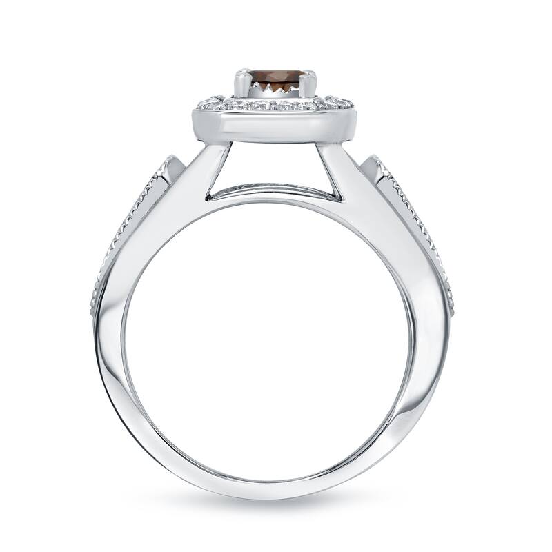 14k Gold 3/4ct TDW Brown Diamond Halo Engagement Ring Set by Auriya