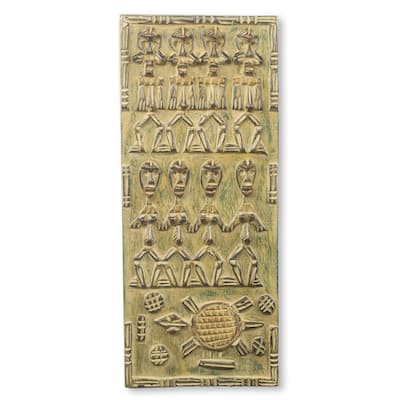 Handmade African Relief Panel, 'Balase Dogon Board' (Ghana) - Brown