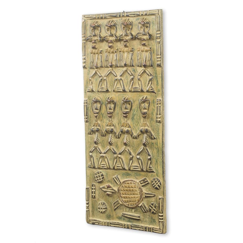 Handmade African Relief Panel, 'Balase Dogon Board' (Ghana) - Brown