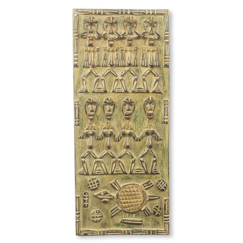 Handmade African Relief Panel, 'Balase Dogon Board' (Ghana) - Brown