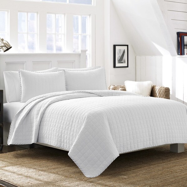Nautica Maywood White Cotton Quilt Set