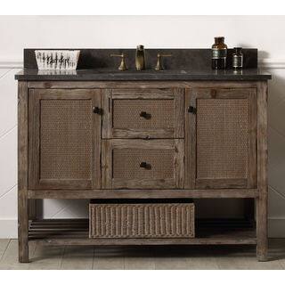 Legion Furniture Brown Wood 48-inch Marble Top Sink Vanity