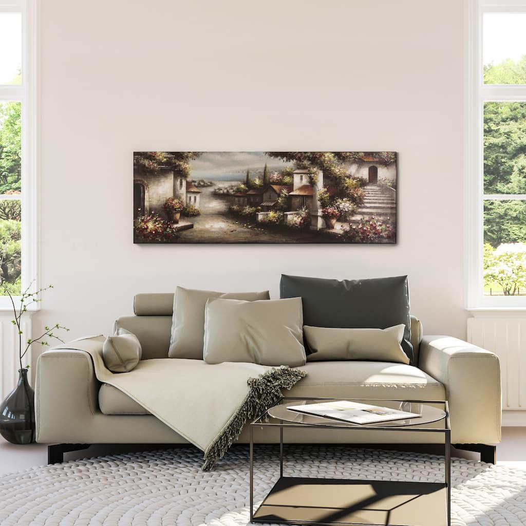 Yosemite Home Decor 'European Village I' Original Hand-painted Wall Art