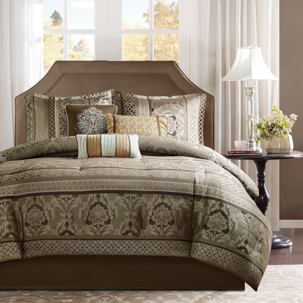 Madison Park Cozy Comforter Set-Luxurious Jaquard Traditional Damask Design Down Alternative Bedding 7 Piece Madison Park Cozy Comforter Set-Luxurious Jaquard Traditional Damask Design Down Alternative Bedding 7 Piece