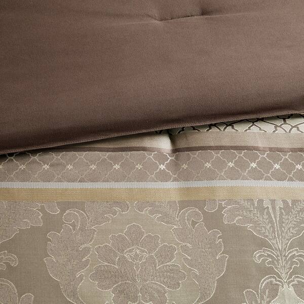 Shop Madison Park Venetian Brown Gold 7 Piece Jacquard Comforter