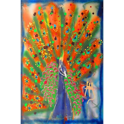 'Peacock' Painting Print on Wrapped Canvas - Multi-Color