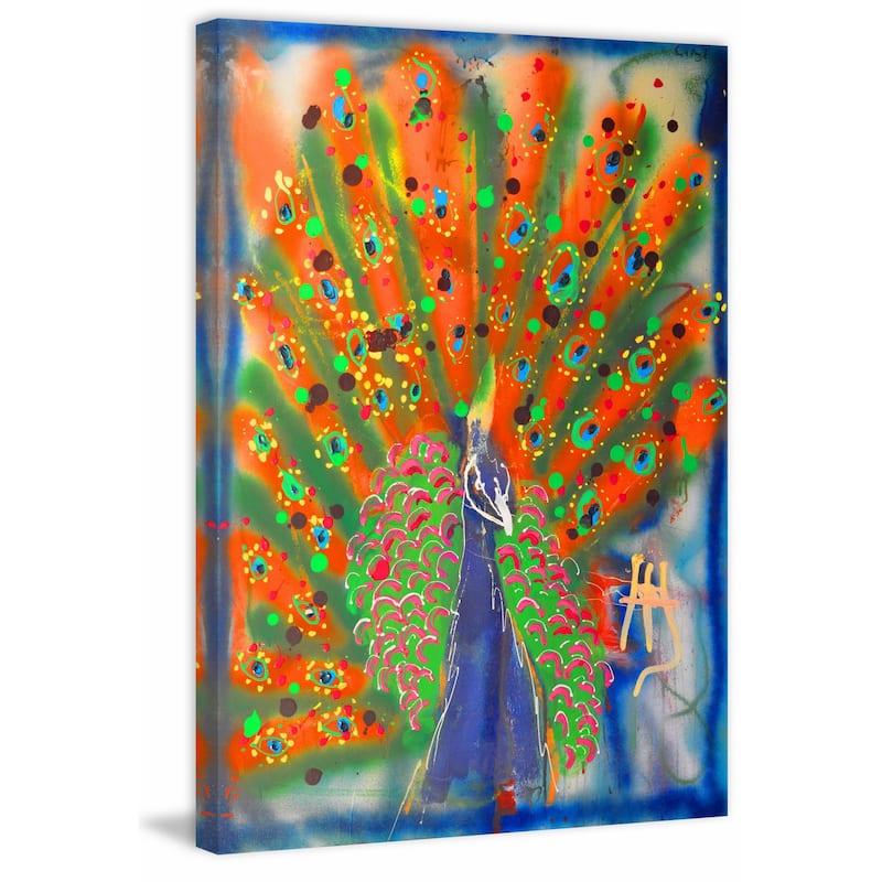 'Peacock' Painting Print on Wrapped Canvas - Multi-Color