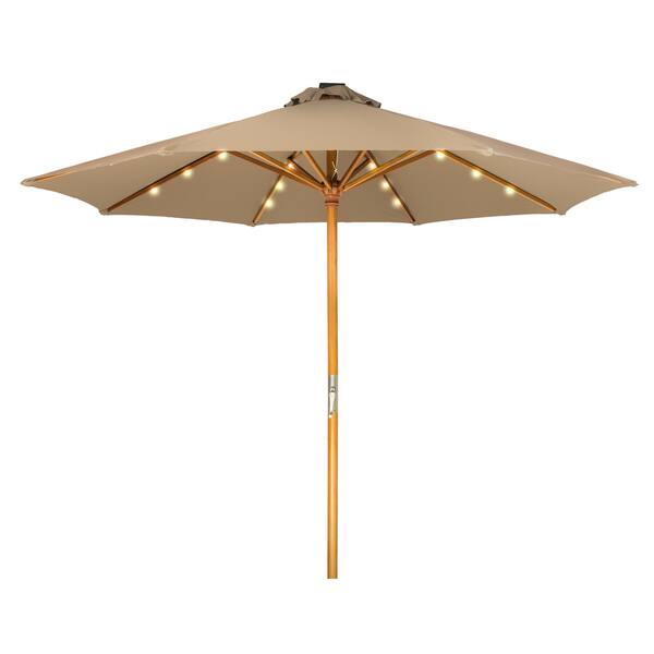 Shop Black Friday Deals On Trademark Innovations 9 Foot Solar Powered Led Lit Wood Frame Patio Umbrella Overstock 16251938