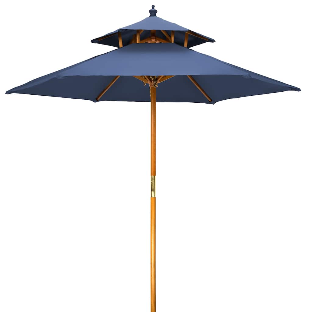 2-tier pagoda style patio umbrella 7' Wood 2 Tier Pagoda Style Patio Umbrella by Trademark Innovations -  Overstock