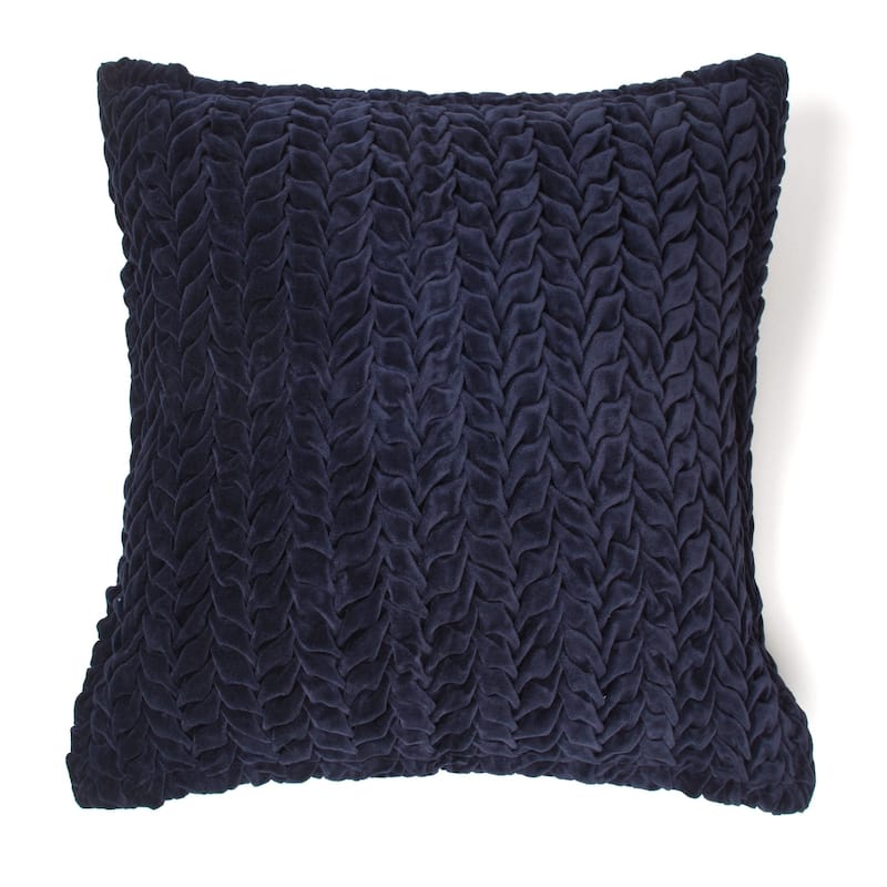 Allie Indigo Cotton Velvet Decorative Throw Pillow - Blue