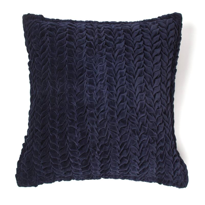 Allie Indigo Cotton Velvet Decorative Throw Pillow