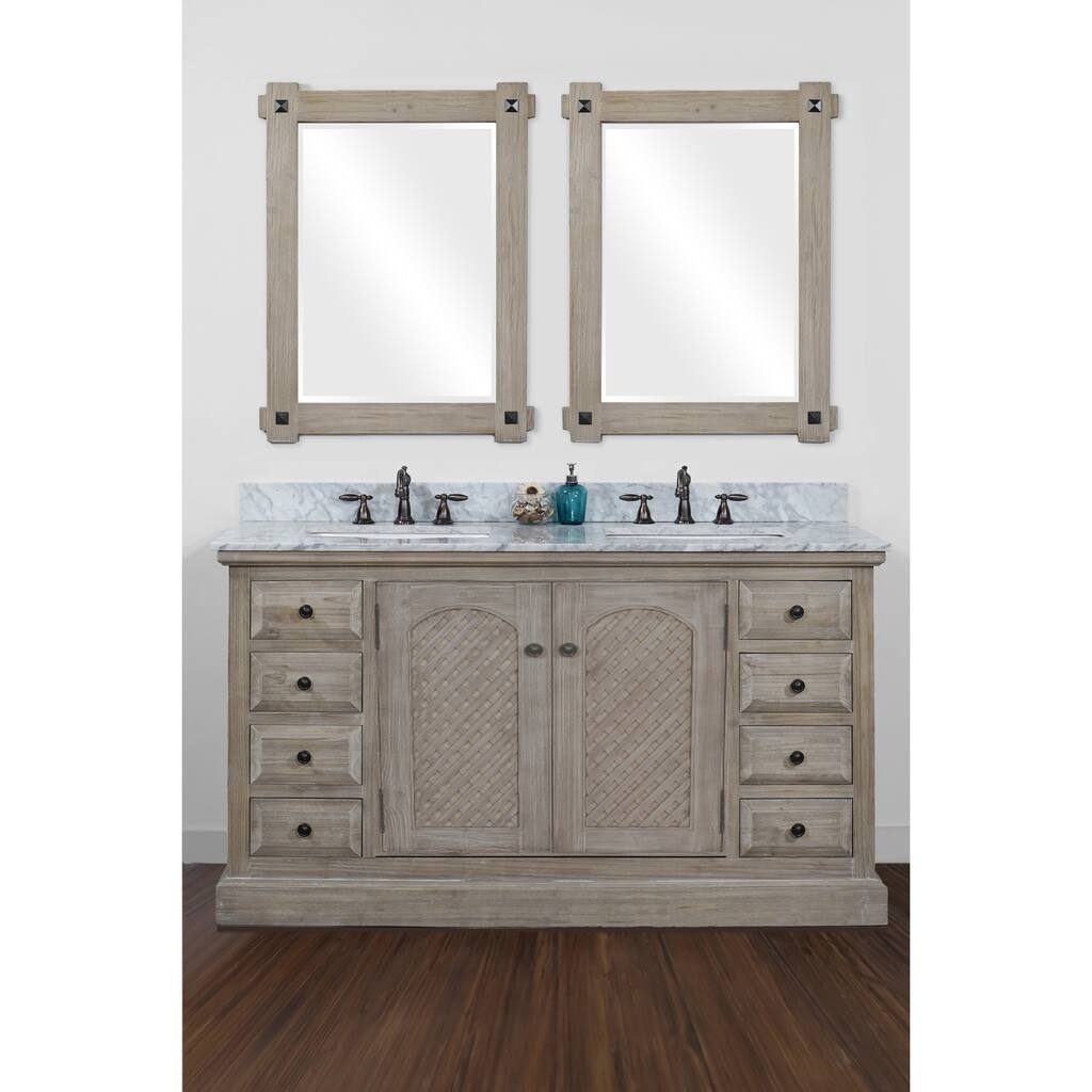 Rustic Style 60-inch Double Sink Bathroom Vanity
