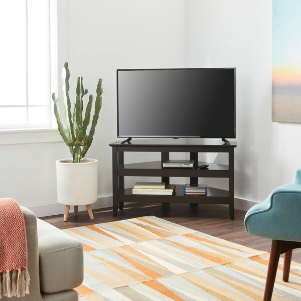 Shop Porch Den Shaw Contemporary Black Corner Tv Stand Free