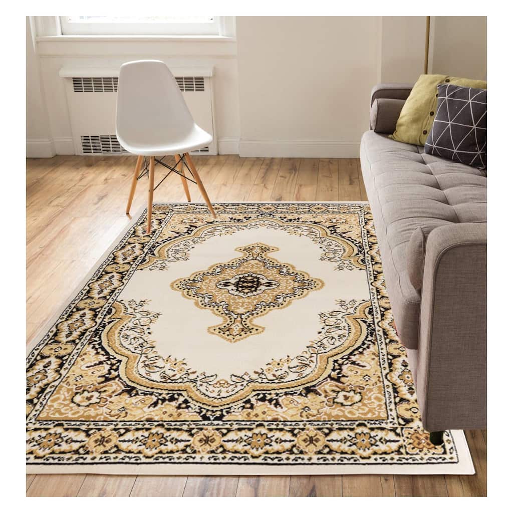 Well Woven Eastgate Traditional Medallion Ivory Area Rug - 9'3" x 12'6"
