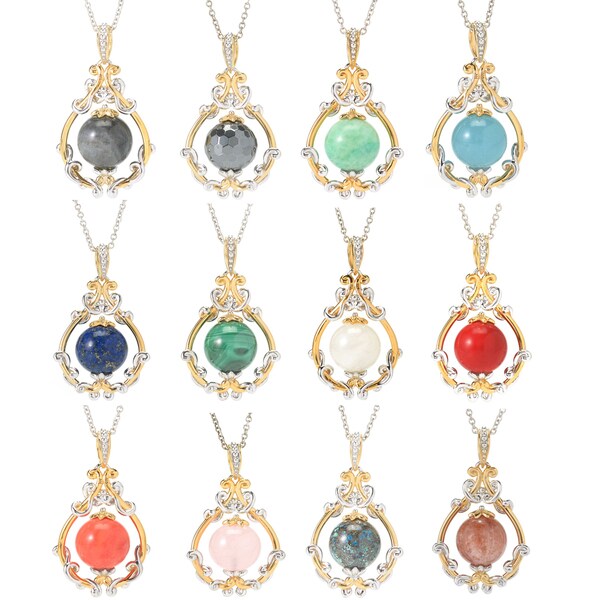 Michael Valitutti Palladium Silver Gemstone Bead & Teardrop Frame Pendant