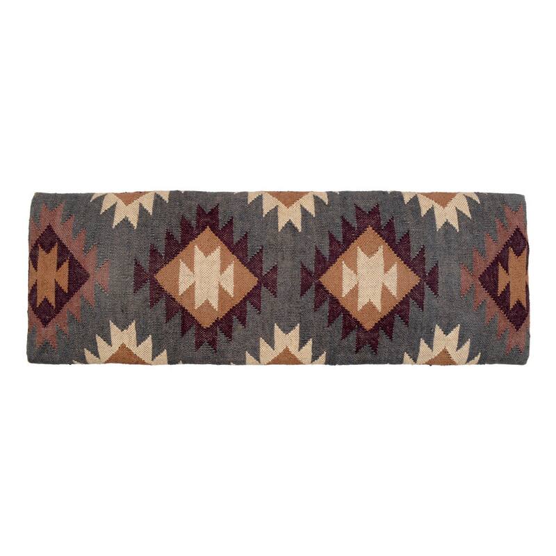Handmade Kilim Upholstered Wood Bench (India) - 47" L x 18" W x 16" H