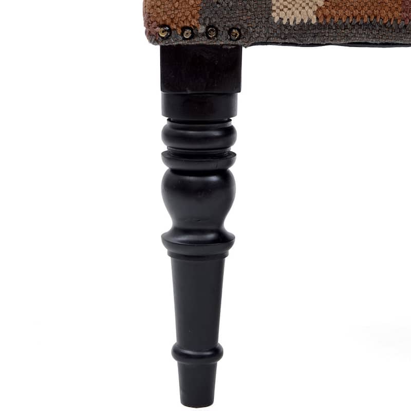 Handmade Kilim Upholstered Wood Bench (India) - 47" L x 18" W x 16" H