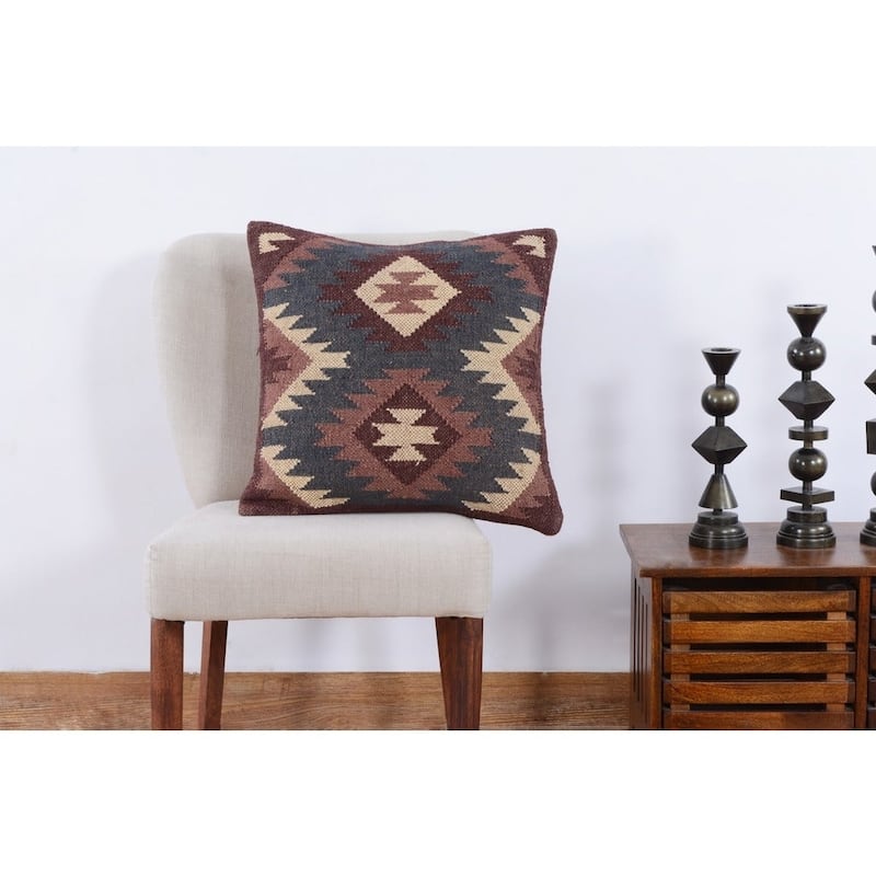 HERAT ORIENTAL Handmade Kilim Throw Pillow, Set of 2 (India) - 20" x 20"