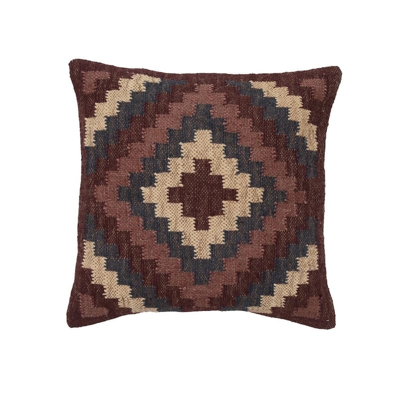 Handmade 20" Kilim Throw Pillow, Set of 2 (India) - 20" x 20"