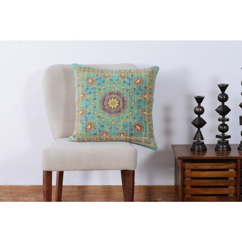 Handmade Cotton Throw Pillow, Set of 2 (India) - 20" x 20"