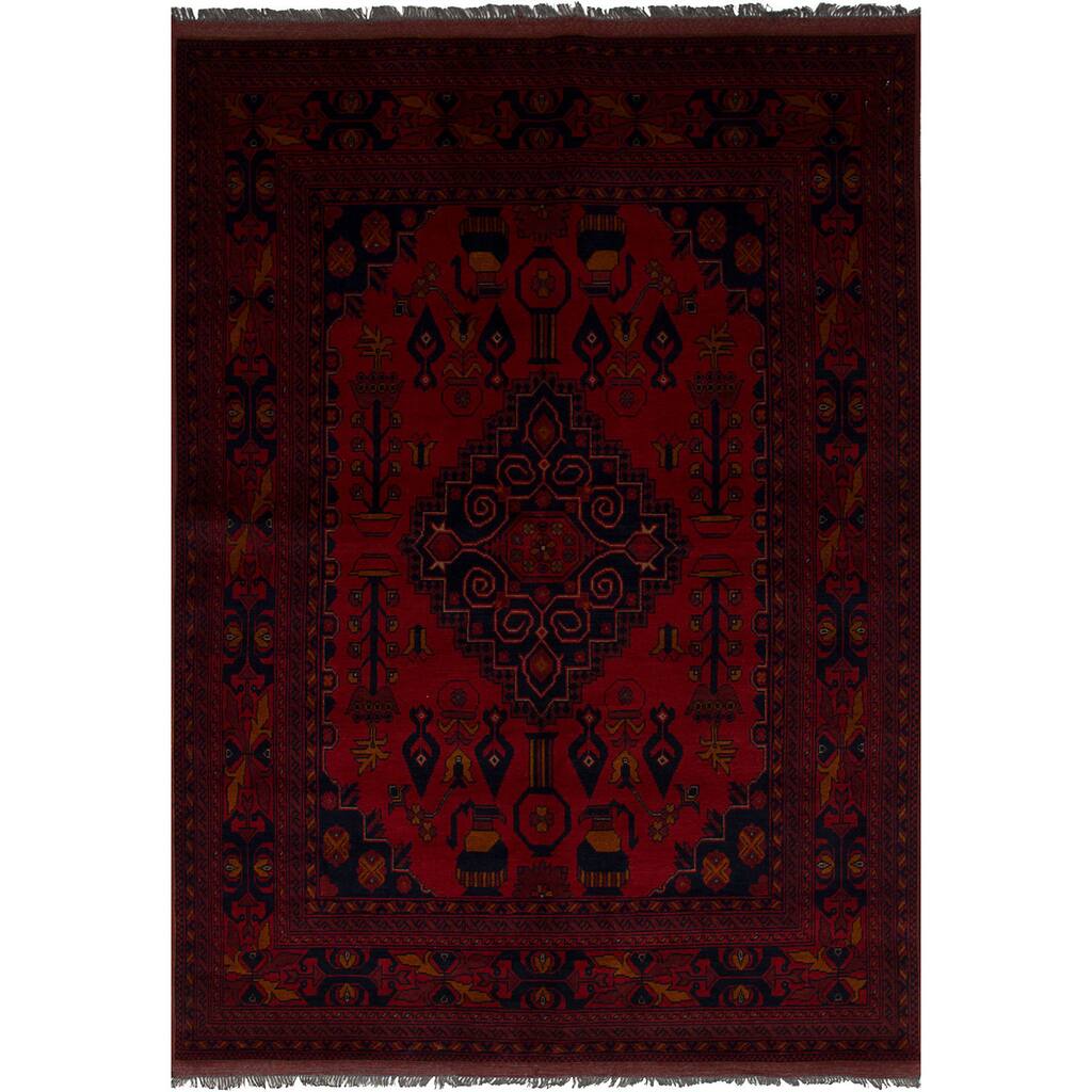 Ecarpetgallery Hand-Knotted Finest Khal Mohammadi Red Wool Rug (5'8 x 8'3)