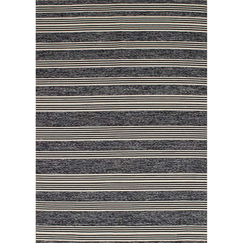 Flat-weave Manhattan Blue, Red Wool Kilim