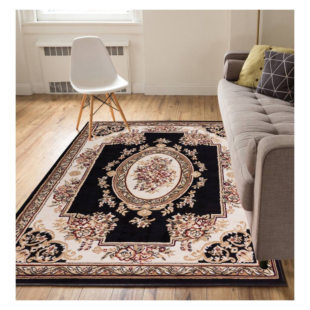 Well Woven Eastgate Traditional French Country Aubusson Black Area Rug ...