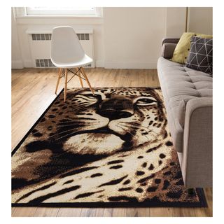 Well Woven Eastgate Animal Print Novelty Leopard Black Area Rug - 5'3 ...