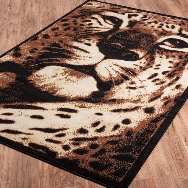 Well Woven Eastgate Animal Print Novelty Leopard Black Area Rug - 5'3 ...