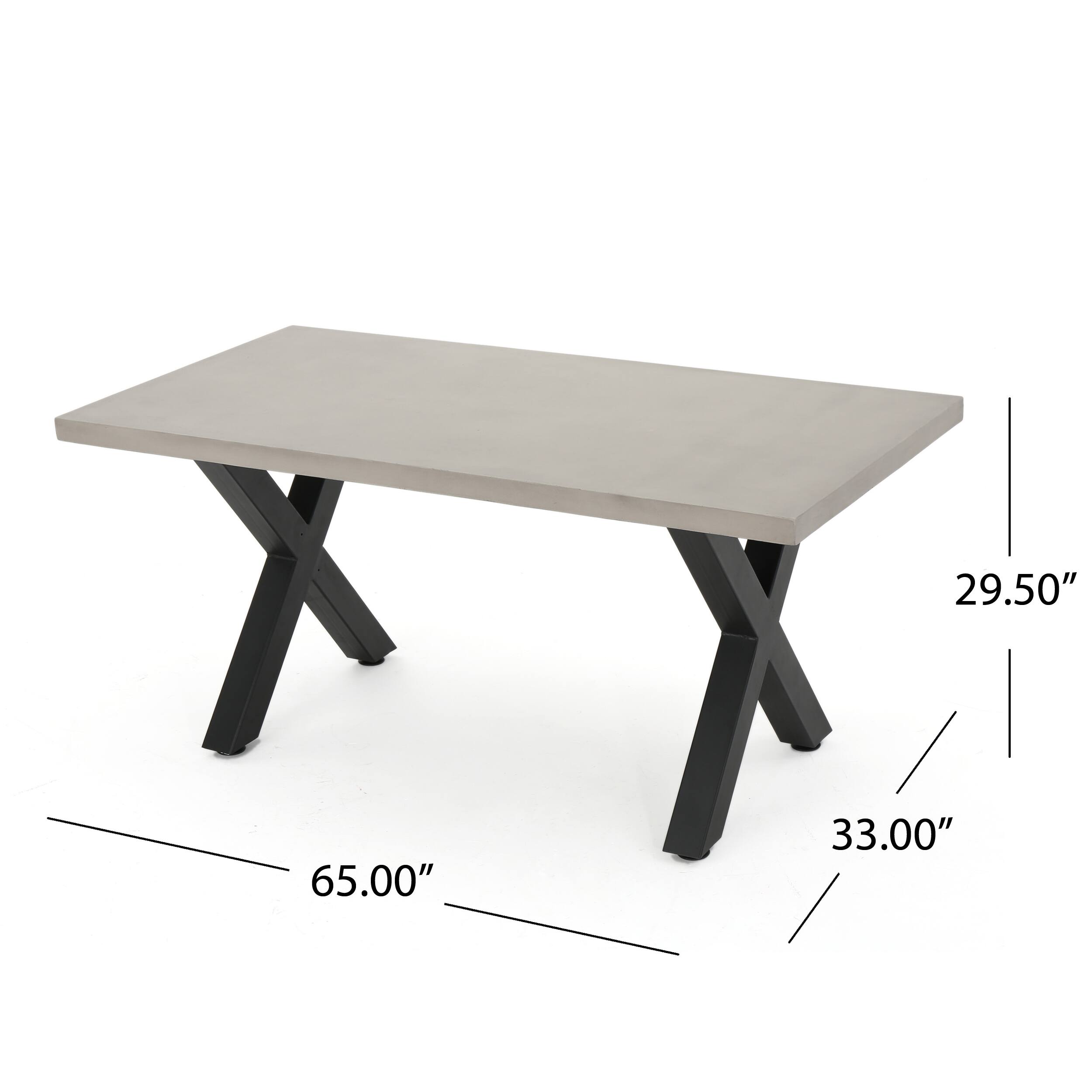 Goleta Outdoor Rectangle Lightweight Concrete Dining Table by